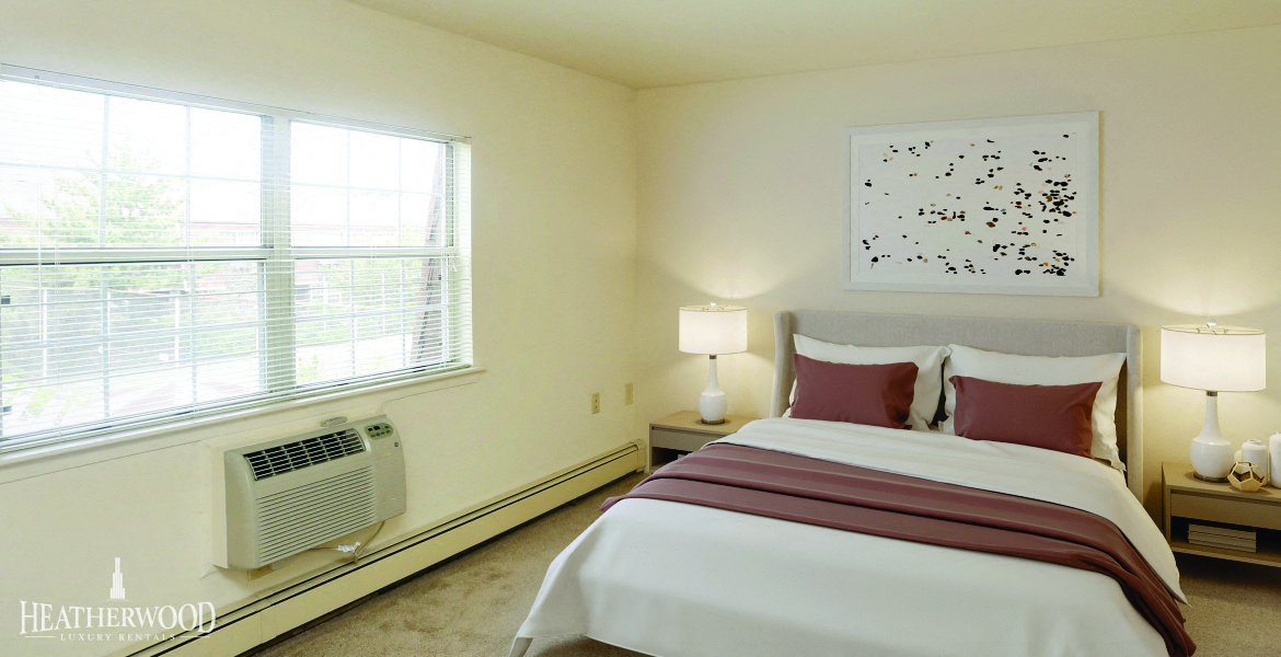 Beautiful Bright Bedroom With Wide Windows at Southwood Luxury Apartments, North Amityville